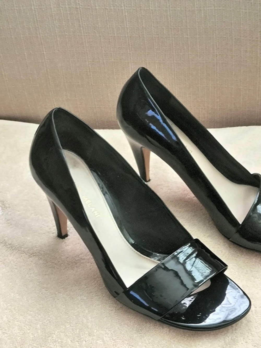 Antonio Melani Patent Peep Toe Heels in Black